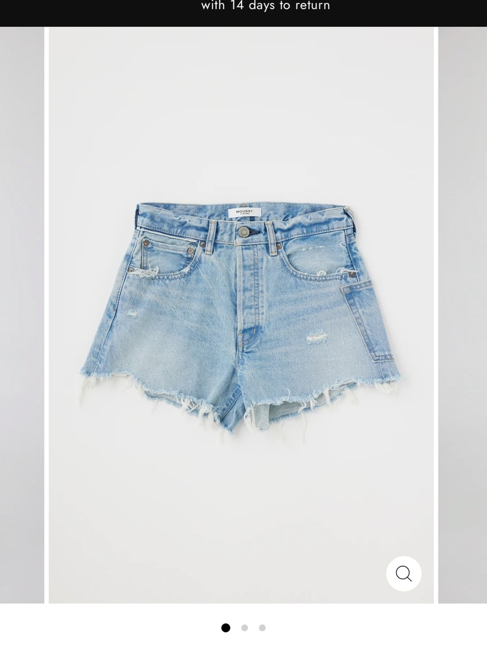 Mousy Vintage Raw-Hem Light Wash Denim Shorts